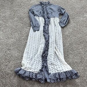 Elegant Blue and White Maxi Dress